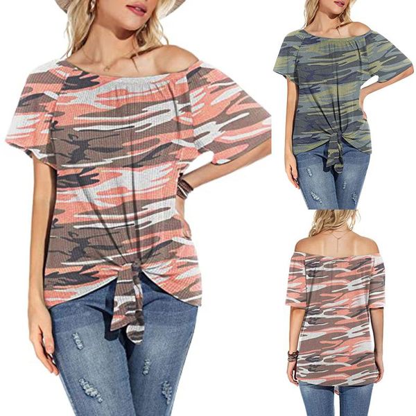 women's t-shirt camouflage female knitted tie knot casuals t-shirts women 2021 short sleeve plus size summer loose tee shirt, White
women's t-shirt camouflage female knitted tie knot casuals t-shirts women 2021 short sleeve plus size summer loose tee shirt, White