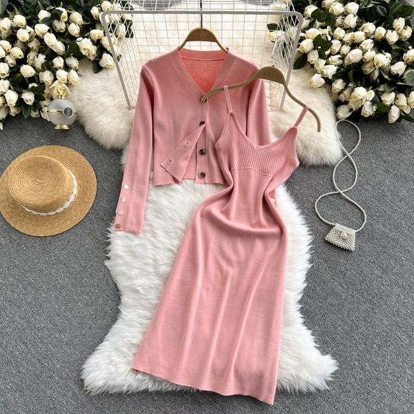 casual dresses autumn winter korean knitted set women long sleeve short cardigan+off shoulder midi strap dress two piece suits, Black;gray
casual dresses autumn winter korean knitted set women long sleeve short cardigan+off shoulder midi strap dress two piece suits, Black;gray