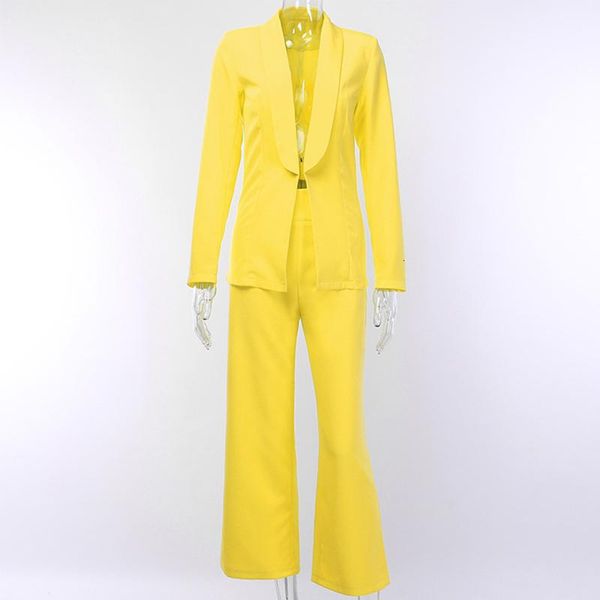 women's suits & blazers liva girl yellow neon office work suit set women blazer jacket flare pants casual lady 2 piece sets 2021 autumn, White;black
women's suits & blazers liva girl yellow neon office work suit set women blazer jacket flare pants casual lady 2 piece sets 2021 autumn, White;black