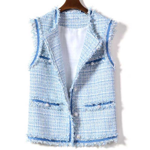 women's vests 2021 spring summer pearl small fragrance tweed vest women single breasted slim outercoat, Black;white
women's vests 2021 spring summer pearl small fragrance tweed vest women single breasted slim outercoat, Black;white