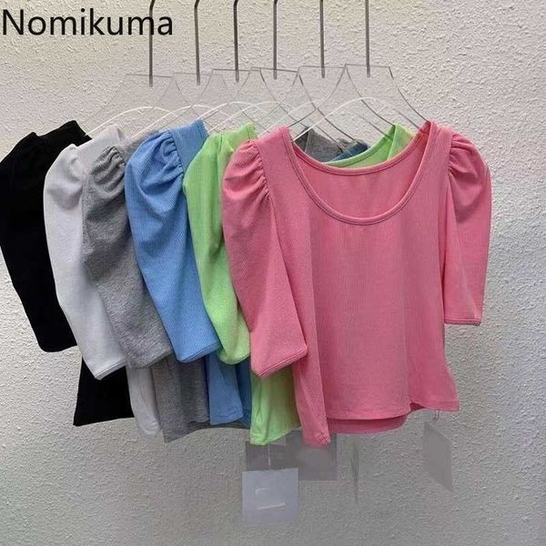 nomikuma crop women solid color puff sleeve t shirt o neck high waist summer tshirts female korean style camisetas 210514, White
nomikuma crop women solid color puff sleeve t shirt o neck high waist summer tshirts female korean style camisetas 210514, White