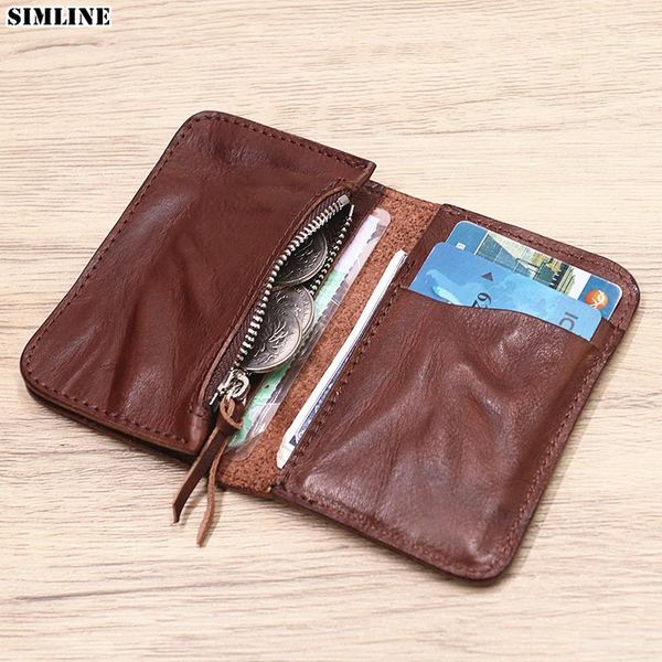 card holders genuine leather holder wallet for men women vintage handmade short bifold mini small slim purse with coin pocket bag female, Brown;gray
card holders genuine leather holder wallet for men women vintage handmade short bifold mini small slim purse with coin pocket bag female, Brown;gray