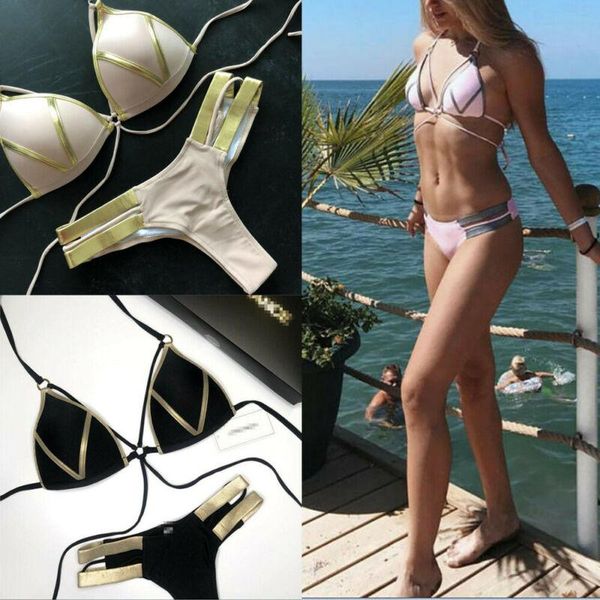 women's swimwear summer bikini set women patchwork bathing suit beachwear bandage two pieces push up, White;black
women's swimwear summer bikini set women patchwork bathing suit beachwear bandage two pieces push up, White;black