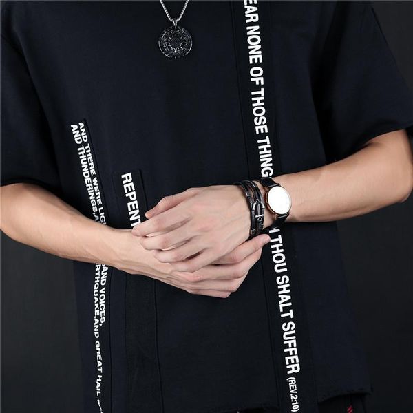 european american fashion ysm b376 jewelry 2021 trend stainless steel black men bracelet diy weave pu leather anchor charm bracelets, Golden;silver
european american fashion ysm b376 jewelry 2021 trend stainless steel black men bracelet diy weave pu leather anchor charm bracelets, Golden;silver