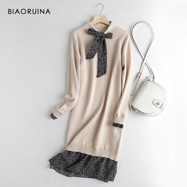 women's floral printing hem spliced straight knit long dress bow tie collar preppy style female loose sweet casual dresses, Black;gray
women's floral printing hem spliced straight knit long dress bow tie collar preppy style female loose sweet casual dresses, Black;gray