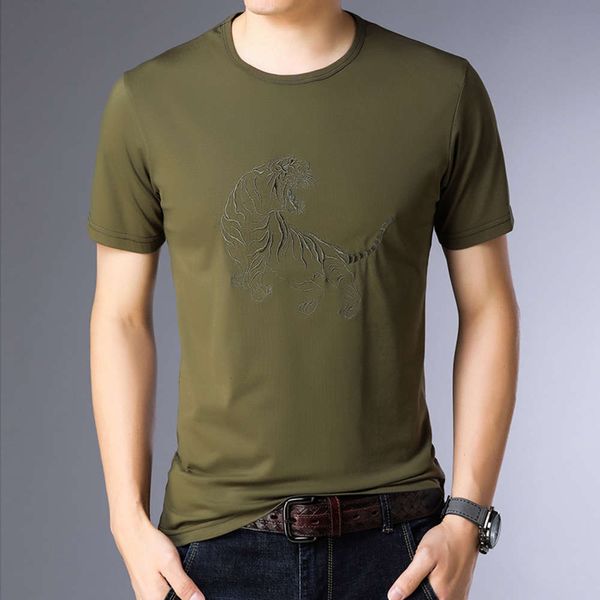 pravel summer men's short sleeve round neck t-shirt fashion slim tiger embroidery top, White;black
pravel summer men's short sleeve round neck t-shirt fashion slim tiger embroidery top, White;black