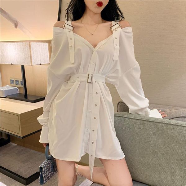 shirt mid-length off-neck belt loose women blusas ropa de mujer women's blouses & shirts, White
shirt mid-length off-neck belt loose women blusas ropa de mujer women's blouses & shirts, White