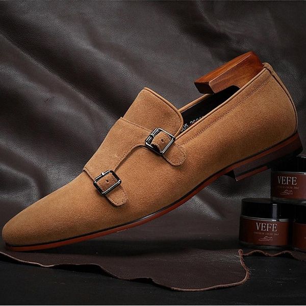 dress shoes arrival real genuine leather formal monk straps round toe cow suede men's handmade wedding party oxfords sg228, Black 
dress shoes arrival real genuine leather formal monk straps round toe cow suede men's handmade wedding party oxfords sg228, Black