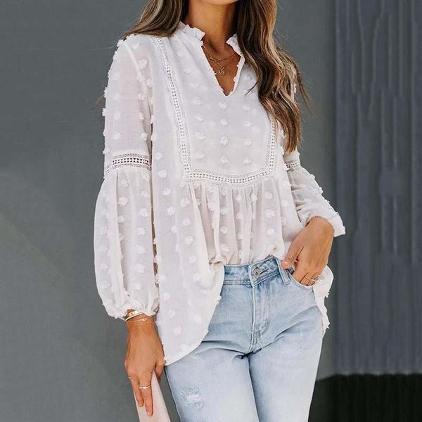women's blouses & shirts women and long sleeve v neck lady solid color chiffon casual loose vintage elegant temperament, White
women's blouses & shirts women and long sleeve v neck lady solid color chiffon casual loose vintage elegant temperament, White