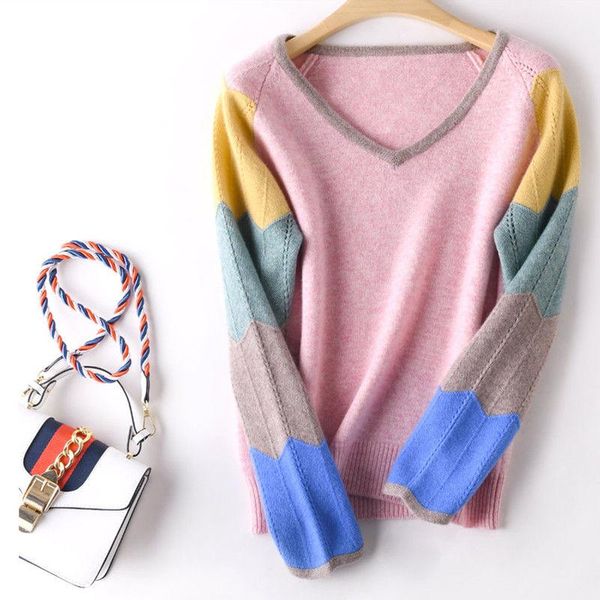 women's sweaters v-neck cashmere color matching sweater women 2021 spring and autumn winter korean fresh block knitted backing, White;black
women's sweaters v-neck cashmere color matching sweater women 2021 spring and autumn winter korean fresh block knitted backing, White;black