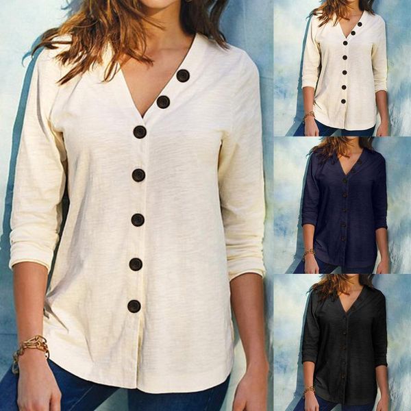 women's blouses & shirts fashion solid buttons blouse shirt autumn cardigan v-neck female women long sleeve blusas femininas clothing, White
women's blouses & shirts fashion solid buttons blouse shirt autumn cardigan v-neck female women long sleeve blusas femininas clothing, White