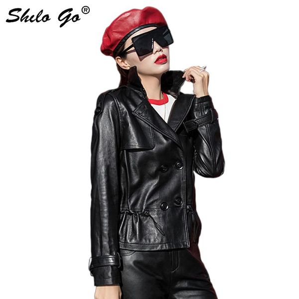 women's jackets streetwear leather jacket women turn down double breasted elastic waist sheepskin genuine coat casual female outwear, Black;brown
women's jackets streetwear leather jacket women turn down double breasted elastic waist sheepskin genuine coat casual female outwear, Black;brown