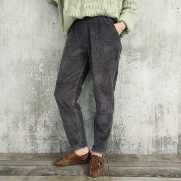 corduroy elastic waist solid womens pants color trouser spring plus size cloths pockets casual, Black;white
corduroy elastic waist solid womens pants color trouser spring plus size cloths pockets casual, Black;white