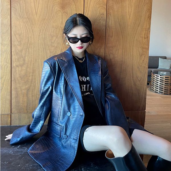 spring loose wide shoulder handsome blue pattern pu leather small jacket retro casual women 16f0954 210510, Black;brown
spring loose wide shoulder handsome blue pattern pu leather small jacket retro casual women 16f0954 210510, Black;brown