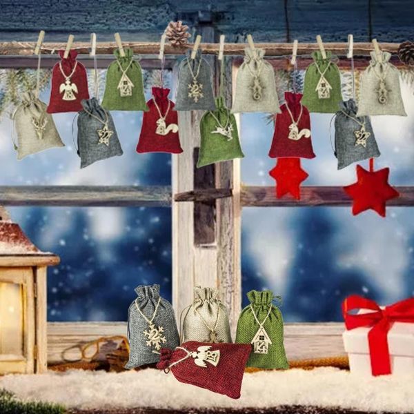 christmas decorations 24 pieces advent calendar bag with wooden number sign non-toxic day countdown linen candy for filling
christmas decorations 24 pieces advent calendar bag with wooden number sign non-toxic day countdown linen candy for filling