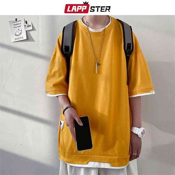lappster men fake two pieces 6 colors solid tshirts summer harajuku korean fashions cotton black t-shirts casual tees 210322, White;black
lappster men fake two pieces 6 colors solid tshirts summer harajuku korean fashions cotton black t-shirts casual tees 210322, White;black