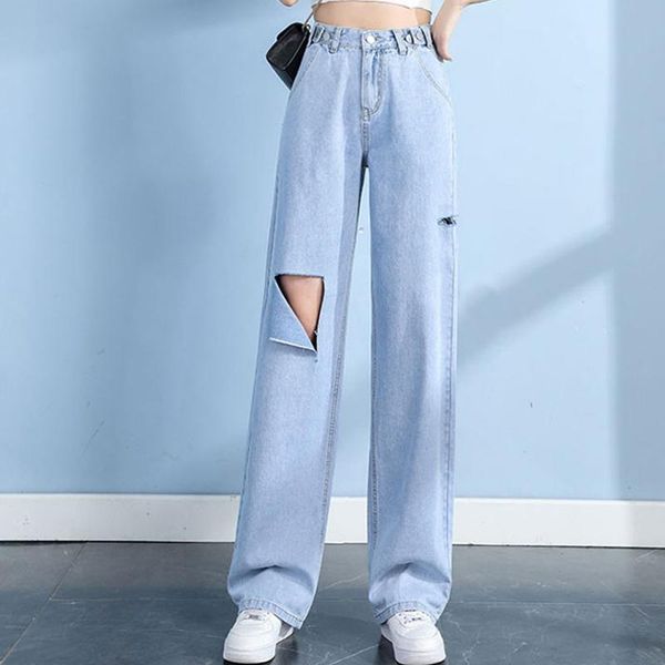 women's jeans zoki light blue hole denim women wide leg hight waist buttons thin casual korean style summer street wear fashion 2021
women's jeans zoki light blue hole denim women wide leg hight waist buttons thin casual korean style summer street wear fashion 2021