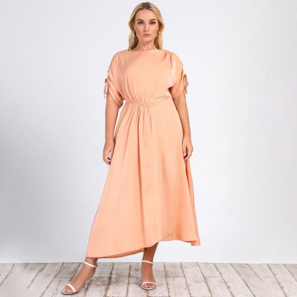 plus size dresses women's elegant fashion long dress casual robe round neck short sleeves slim waist summer party lady vestidos, Black
plus size dresses women's elegant fashion long dress casual robe round neck short sleeves slim waist summer party lady vestidos, Black