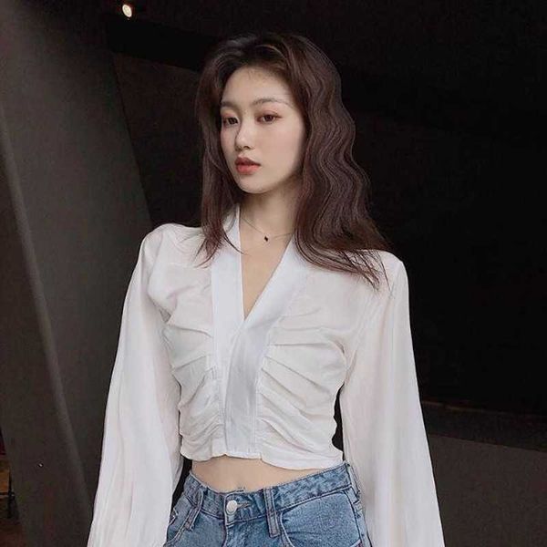 women blouse and club fashion female long sleeve solid color lady spring basic tees 210601, White
women blouse and club fashion female long sleeve solid color lady spring basic tees 210601, White