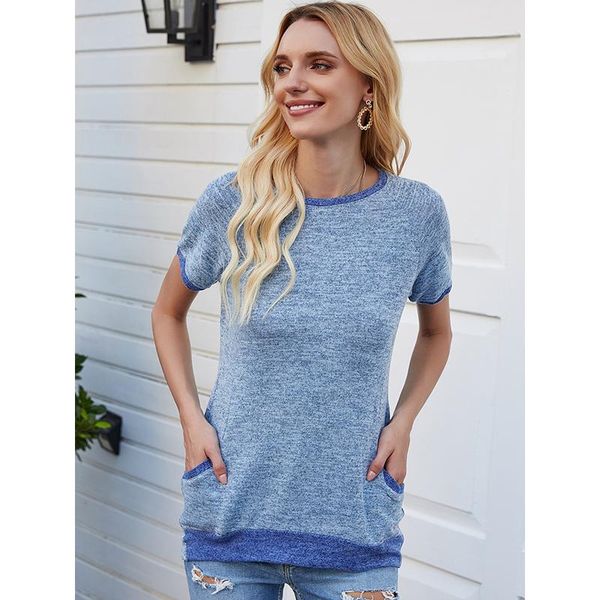 short sleeve t shirt women summer new contrast pocket round neck tee plus size elegant cotton pullover casual loose female top, White
short sleeve t shirt women summer new contrast pocket round neck tee plus size elegant cotton pullover casual loose female top, White