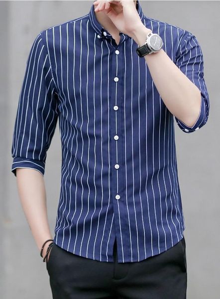 men's striped shirt casual slim three-quarter sleeves korean for men masculina business dress shirts size s-5xl, White;black
men's striped shirt casual slim three-quarter sleeves korean for men masculina business dress shirts size s-5xl, White;black