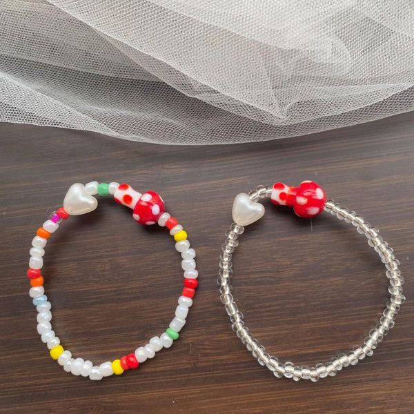 charm bracelets aomu 2021 trendy colorful beaded handmade sweet love heart mushroom crystal acrylic elastic bracelet for women girl jewelry, Golden;silver
charm bracelets aomu 2021 trendy colorful beaded handmade sweet love heart mushroom crystal acrylic elastic bracelet for women girl jewelry, Golden;silver