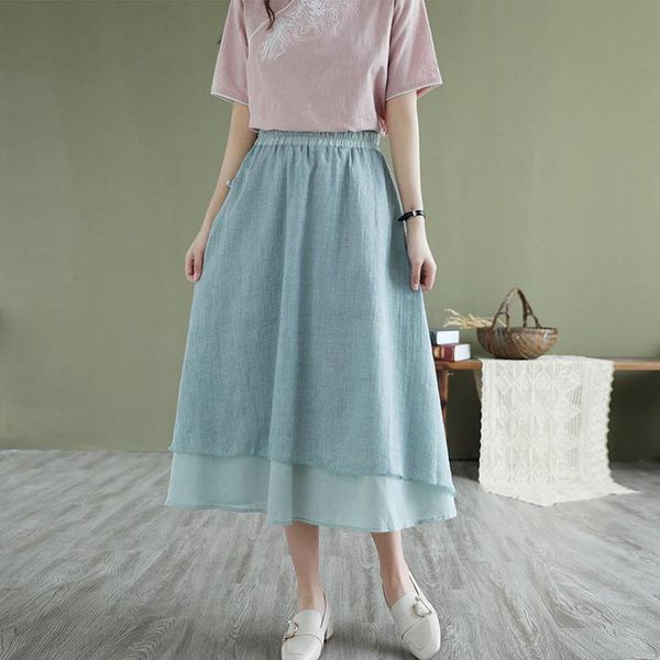 skirts 2021 summer women skirt china style vintage double layer cotton and linen literary loose, Black
skirts 2021 summer women skirt china style vintage double layer cotton and linen literary loose, Black