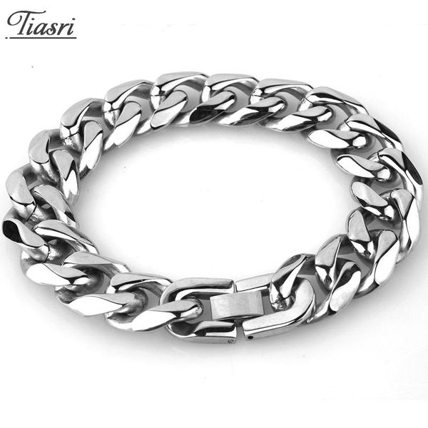 tiasri fashion men's bracelet 2021 friends gift cuba miami chain stainless steel jewelry accessories punk style15mm link,, Black
tiasri fashion men's bracelet 2021 friends gift cuba miami chain stainless steel jewelry accessories punk style15mm link,, Black