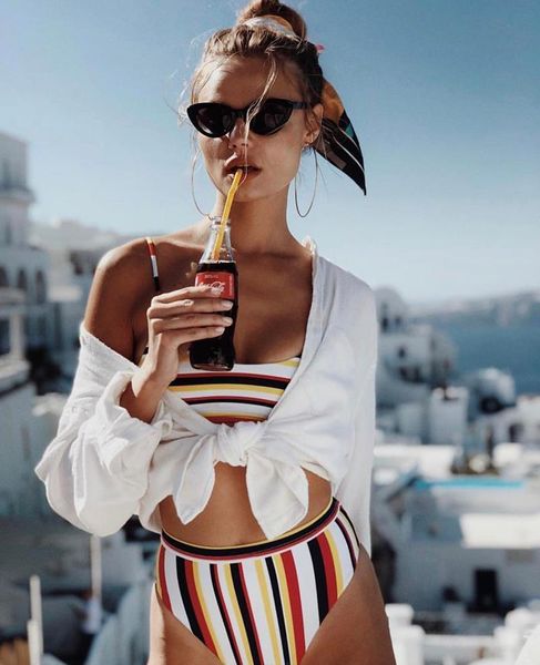 women's swimwear swmmer 2021 striped bikini set push up swimsuit female women print swimming suit, White;black
women's swimwear swmmer 2021 striped bikini set push up swimsuit female women print swimming suit, White;black