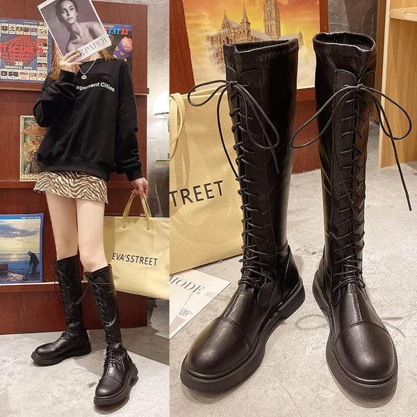 boots knee high women 2021 fashion flat lace up cross straps british style knight warm winter, Black
boots knee high women 2021 fashion flat lace up cross straps british style knight warm winter, Black