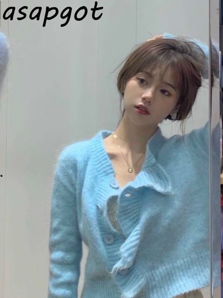 sweaters korean chic sweet gentle full blue short knitted jacket women single-breasted solid fashion pull femme clothing elegant 210610, White
sweaters korean chic sweet gentle full blue short knitted jacket women single-breasted solid fashion pull femme clothing elegant 210610, White