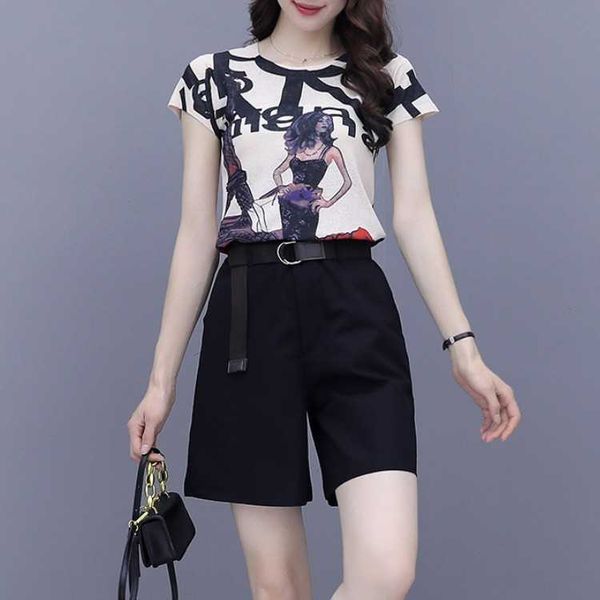 women summer two pieces set casual short sleeve print t-shirt + high waist pants skirt suit outfits 210526, White
women summer two pieces set casual short sleeve print t-shirt + high waist pants skirt suit outfits 210526, White