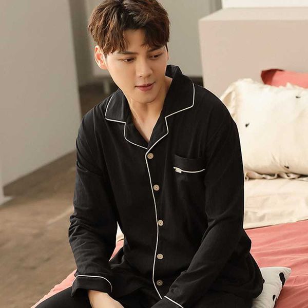 men's sleepwear men spring autumn pajamas set for casual home clothes male nightwear suit full sleeve pants 2pcs nightgown my446, Black;brown
men's sleepwear men spring autumn pajamas set for casual home clothes male nightwear suit full sleeve pants 2pcs nightgown my446, Black;brown