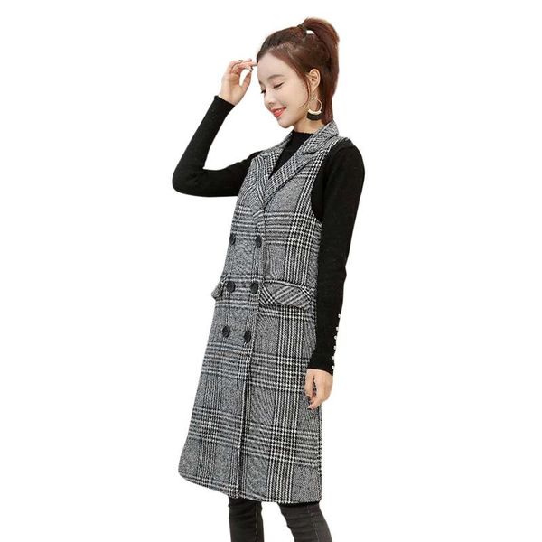 women's vests waistcoat spring and autumn long korean version of the plaid suit sleeveless coat ladies vest, Black;white
women's vests waistcoat spring and autumn long korean version of the plaid suit sleeveless coat ladies vest, Black;white