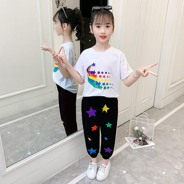 clothing sets summer teen girls outfits t shirt + pants 2pcs five-pointed star pattern costumes for teenage kids cotton clothes 4-13yrs, White
clothing sets summer teen girls outfits t shirt + pants 2pcs five-pointed star pattern costumes for teenage kids cotton clothes 4-13yrs, White