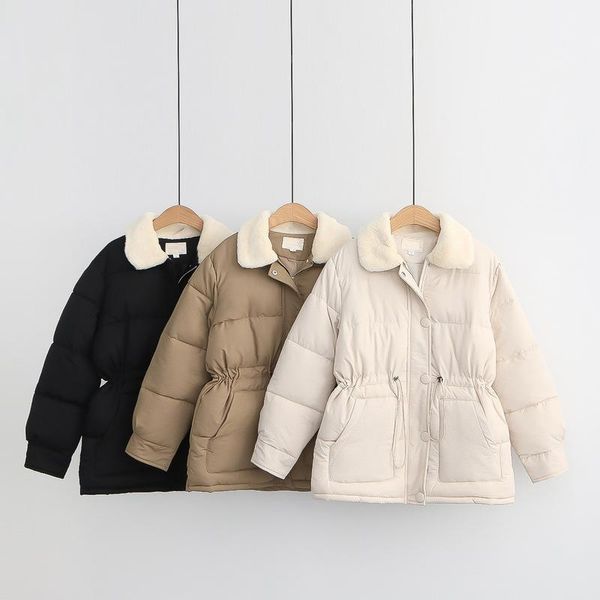 women's jackets turn down collar jacket women winter short drawstring waist padded coat solid button zipper korean fashion overcoat, Black;brown
women's jackets turn down collar jacket women winter short drawstring waist padded coat solid button zipper korean fashion overcoat, Black;brown