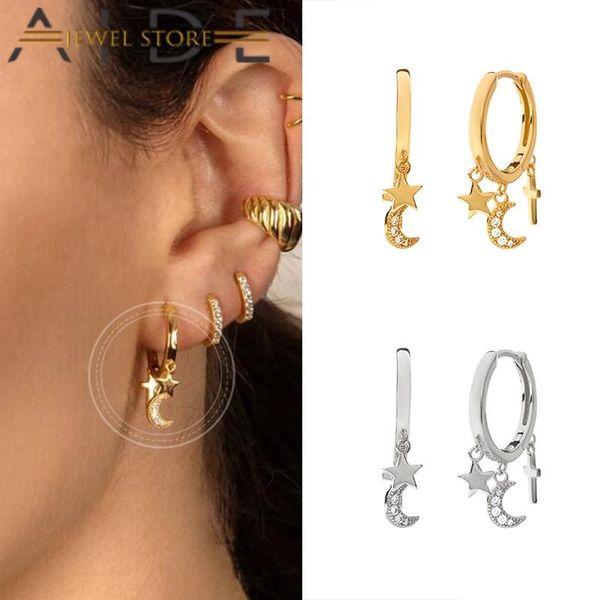 hoop & huggie aide 925 sterling silver earring korean cross moon star earrings for women zircon wedding jewelry pendientes brincos, Golden;silver
hoop & huggie aide 925 sterling silver earring korean cross moon star earrings for women zircon wedding jewelry pendientes brincos, Golden;silver