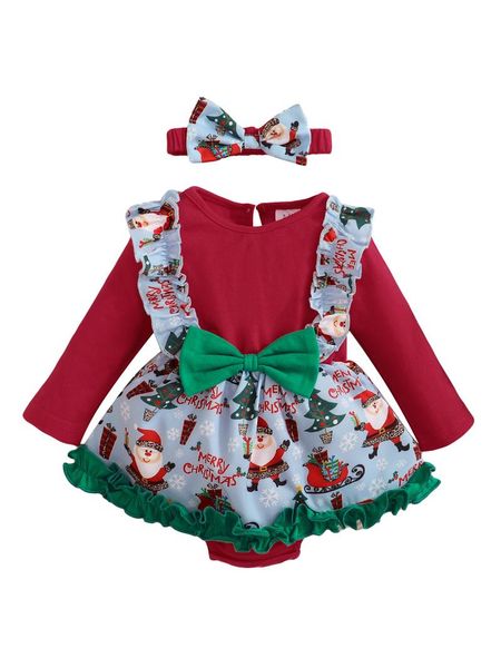 rompers 2 pcs christmas outfits, baby girls ruffled cartoon print long sleeve round neck bodysuit + bow headband, Blue
rompers 2 pcs christmas outfits, baby girls ruffled cartoon print long sleeve round neck bodysuit + bow headband, Blue