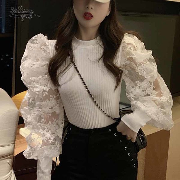 vintage knitted slim o-neck chic lace puff sleeve stitching autumn blouse women long t-shirts pullover sweet 12045 210508, White
vintage knitted slim o-neck chic lace puff sleeve stitching autumn blouse women long t-shirts pullover sweet 12045 210508, White
