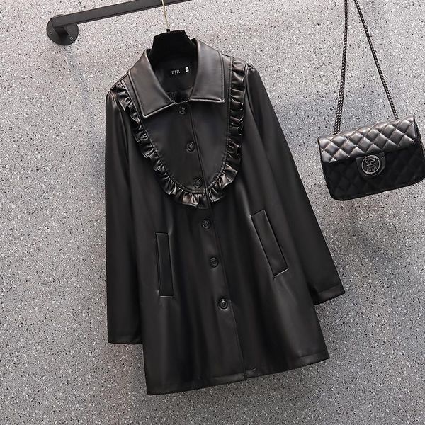 women's leather & faux superaen plus size black jacket autumn 2021 fashion all match loose medium and long coat
women's leather & faux superaen plus size black jacket autumn 2021 fashion all match loose medium and long coat