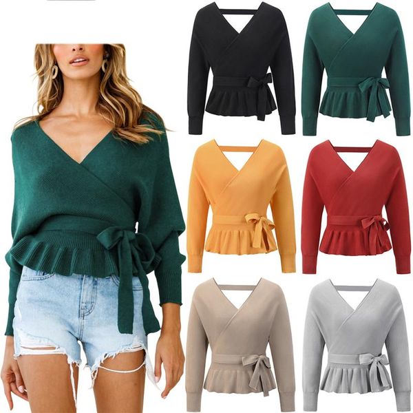 women's knits & tees hirigin 2021 women loose style knitwear solid color deep v-neck long sleeve ruffled hem pullover fashion for autum, White
women's knits & tees hirigin 2021 women loose style knitwear solid color deep v-neck long sleeve ruffled hem pullover fashion for autum, White