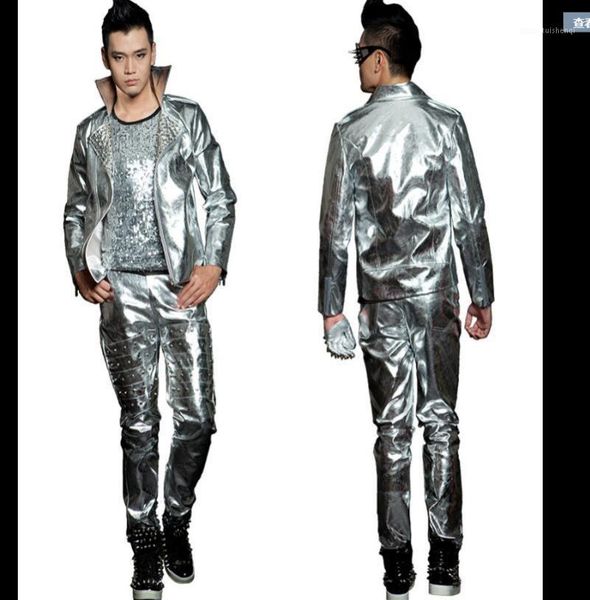 xs-5xl men clothing singer dj gd fashion silver rivet leather jacket pants set trousers plus size stage performance costumes men's fur, Black
xs-5xl men clothing singer dj gd fashion silver rivet leather jacket pants set trousers plus size stage performance costumes men's fur, Black