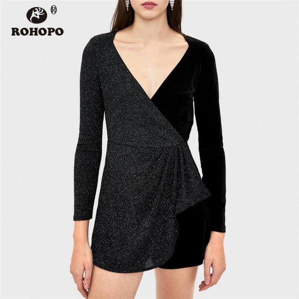 women's jumpsuits & rompers rohopo long sleeve contrast color velvel black jumpsuit wrap v collar metal thread shiny ladies soft fabric, Black;white
women's jumpsuits & rompers rohopo long sleeve contrast color velvel black jumpsuit wrap v collar metal thread shiny ladies soft fabric, Black;white