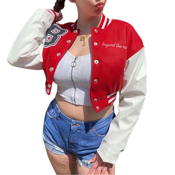 women's jackets women loose baseball leather long sleeve letter embroidery cropped, Black;brown
women's jackets women loose baseball leather long sleeve letter embroidery cropped, Black;brown