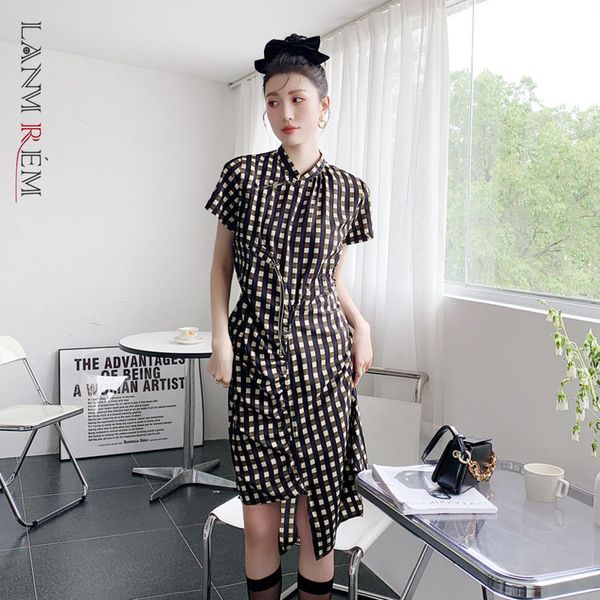 women dress design sense minority plaid drawstring irregular loose high waist fashion tide summer 2h706 210507, Black;gray
women dress design sense minority plaid drawstring irregular loose high waist fashion tide summer 2h706 210507, Black;gray