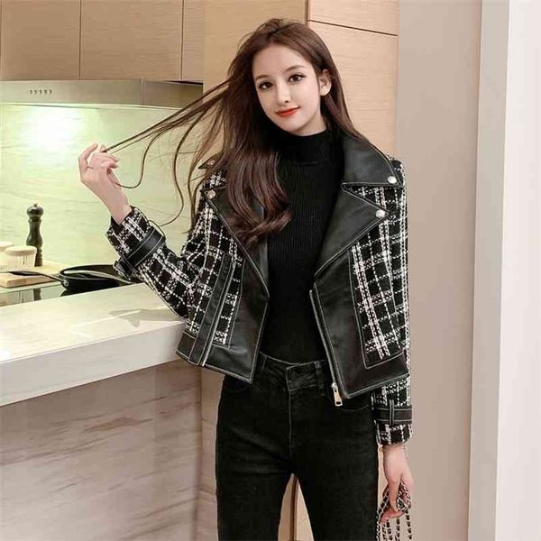 wild xiao xiangfeng was thin tweed stitching pu leather handsome korean coat motorcycle jacket female 210525, Black;brown
wild xiao xiangfeng was thin tweed stitching pu leather handsome korean coat motorcycle jacket female 210525, Black;brown