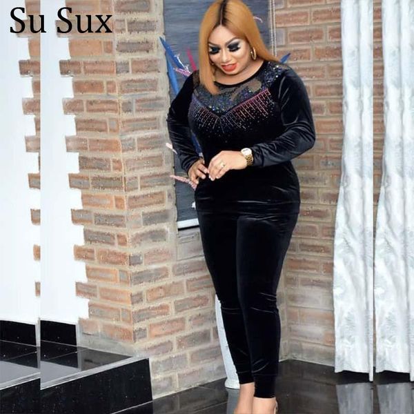 plus size velvet two piece sets women outfits african clothes sequins o neck long sleeve and pencil pants suit tracksuit women's, White
plus size velvet two piece sets women outfits african clothes sequins o neck long sleeve and pencil pants suit tracksuit women's, White