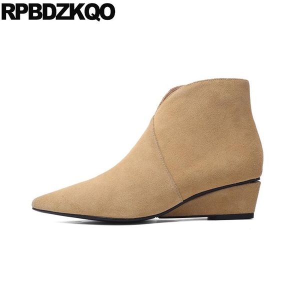 boots pointed toe wedge genuine leather booties women suede brand fall side zip autumn low heel shoes short 2021, Black
boots pointed toe wedge genuine leather booties women suede brand fall side zip autumn low heel shoes short 2021, Black