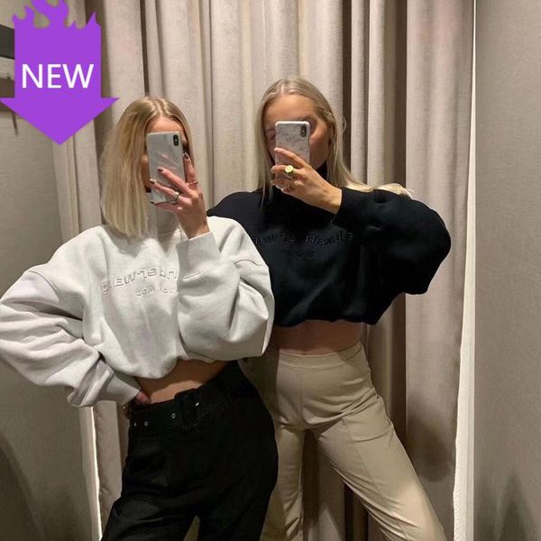 women's hoodies & sweatshirts turtleneck women tide vintage loose letter embroidery short crop top, Black
women's hoodies & sweatshirts turtleneck women tide vintage loose letter embroidery short crop top, Black