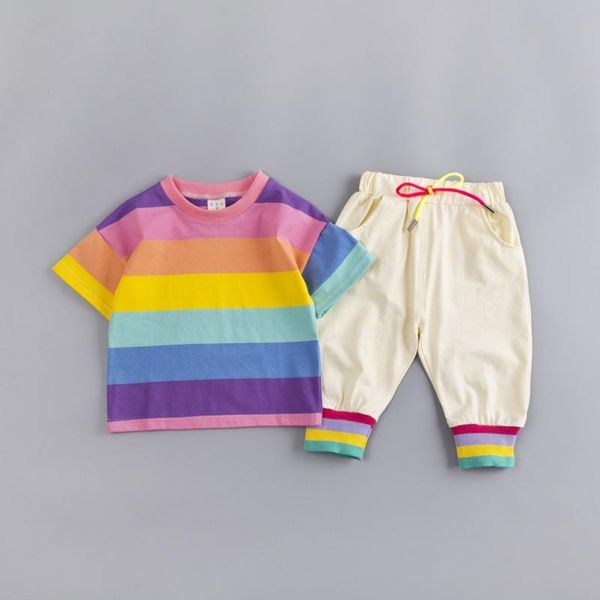 summer children baby boys girls casual short sleeve rainbow print t-shirt +shorts suits costume set clothing sets, White
summer children baby boys girls casual short sleeve rainbow print t-shirt +shorts suits costume set clothing sets, White